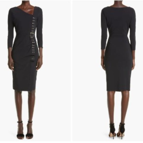 CHIARA BONI LA PETITE ROBE Cibeles 3/4 Sleeve Draped Sheath Dress BNWT SZ6 - Picture 3 of 12